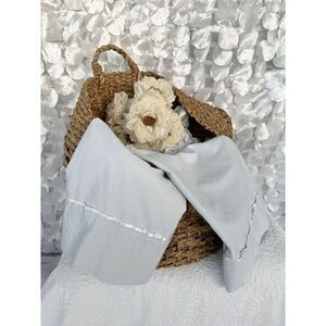 CROSCILL Pillowcases Robins Egg Blue 100% Cotton USA Sain Trimmed Set 2 QUEEN